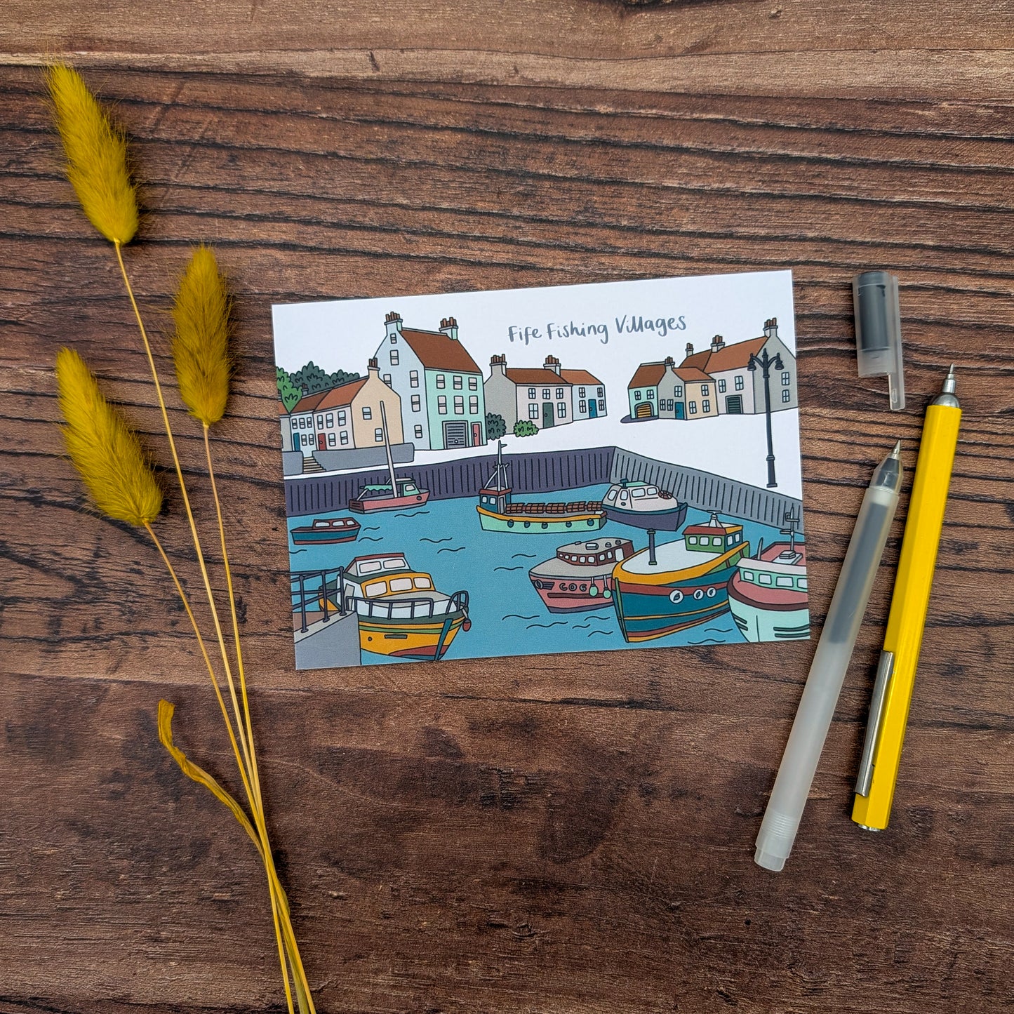 Fife Fishing Villages Illustrated Postcard