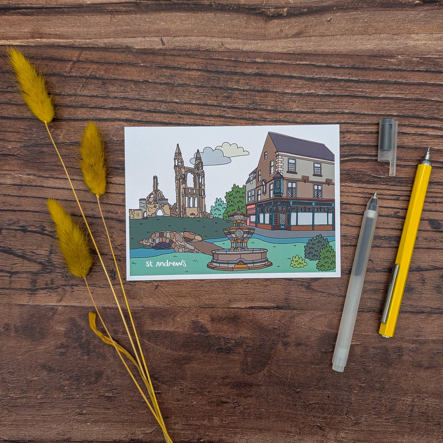 St Andrews Landmarks Illustrated Postcard
