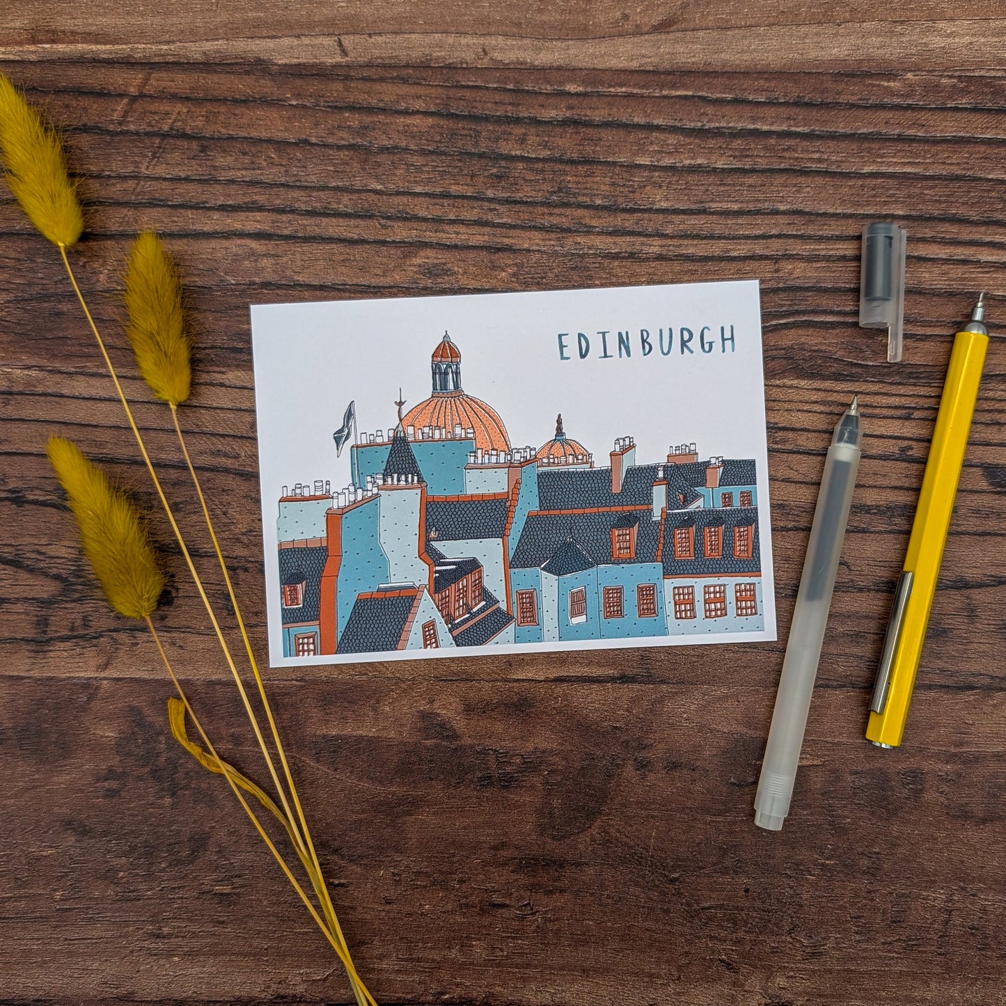 Edinburgh Skyline Illustrated Postcard