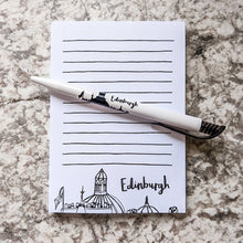 Load image into Gallery viewer, Edinburgh Skyline Notepad and Pen Set - Victoria Rose Ball
