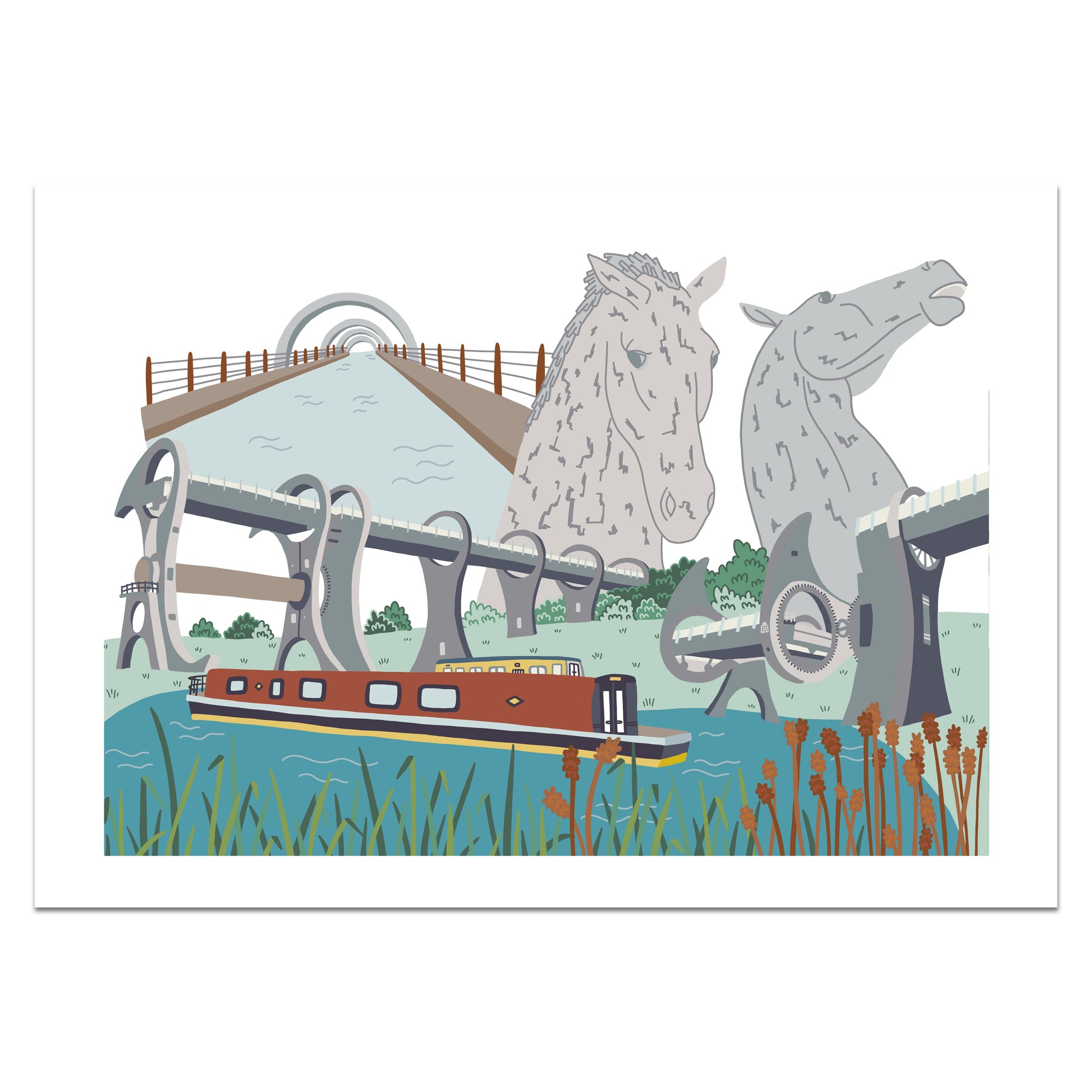 Falkirk Wheel and Kelpies Print - Victoria Rose Ball