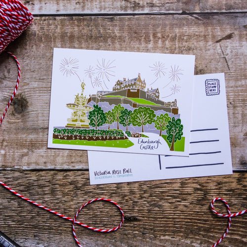 Edinburgh Castle Postcard - Victoria Rose Ball