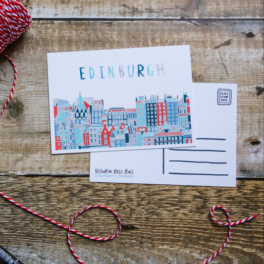 Edinburgh Cityscape Postcard - Victoria Rose Ball