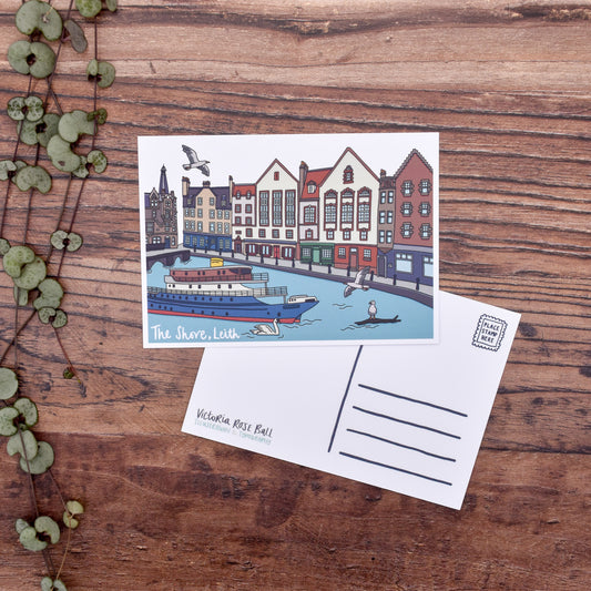 The Shore Edinburgh Illustrated Postcard