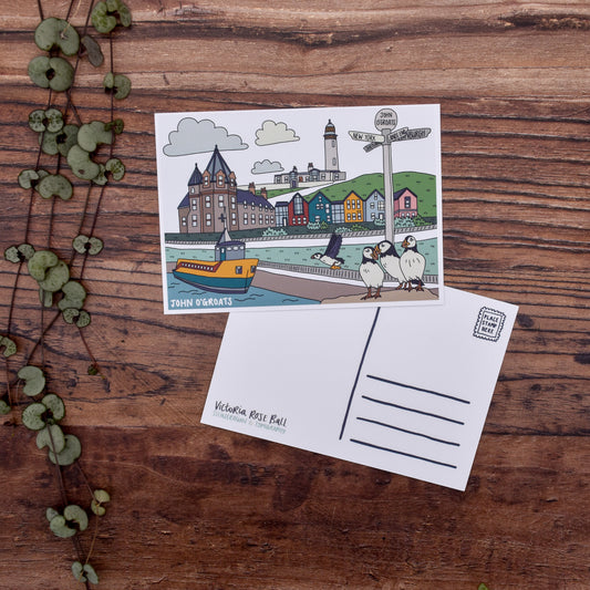 John O'Groats Scotland Illustrated Postcard