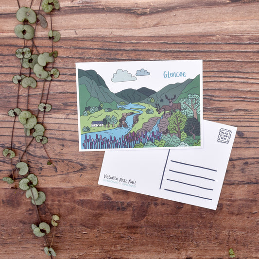 Glencoe Scotland Illustrated Postcard
