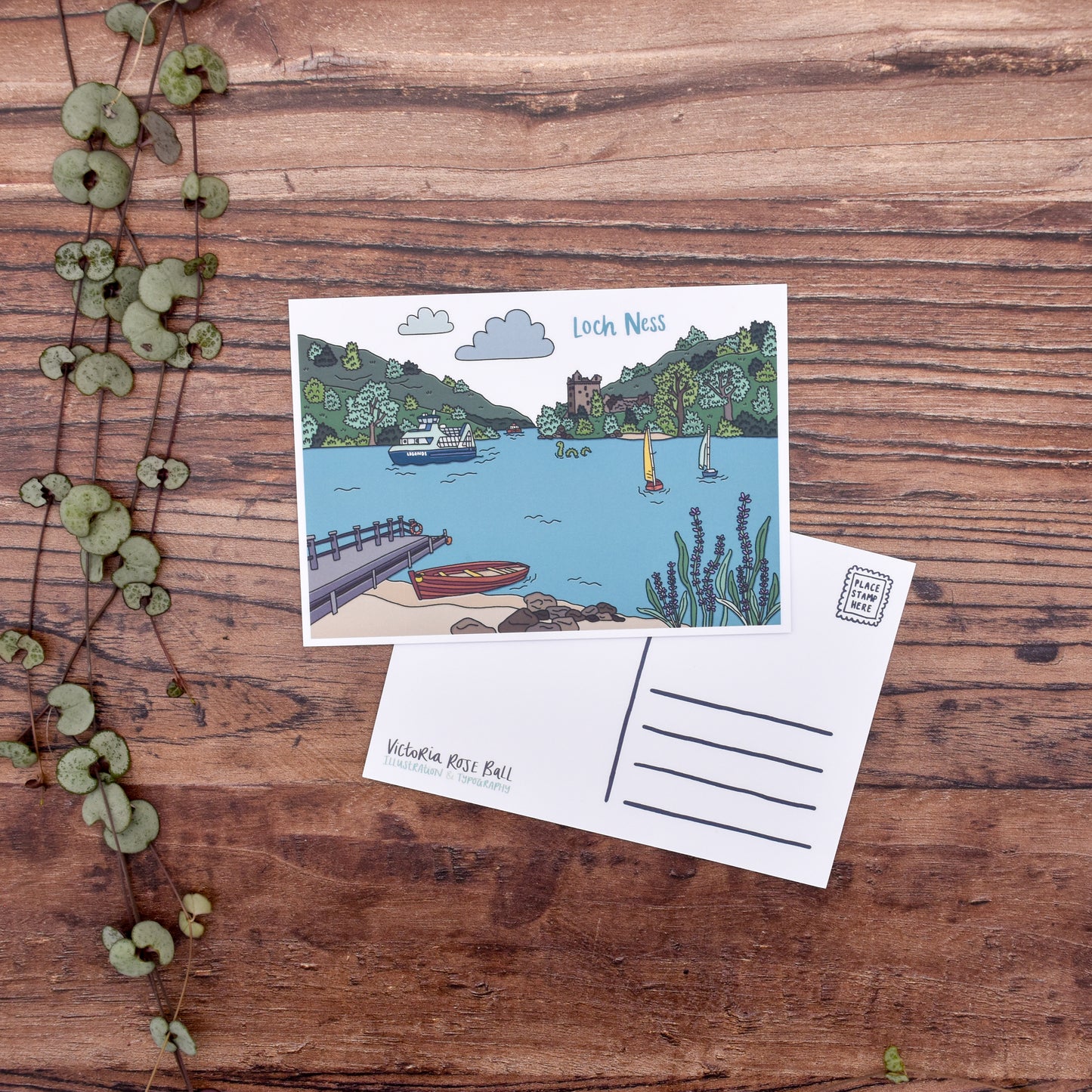 Loch Ness Scotland Illustrated Postcard