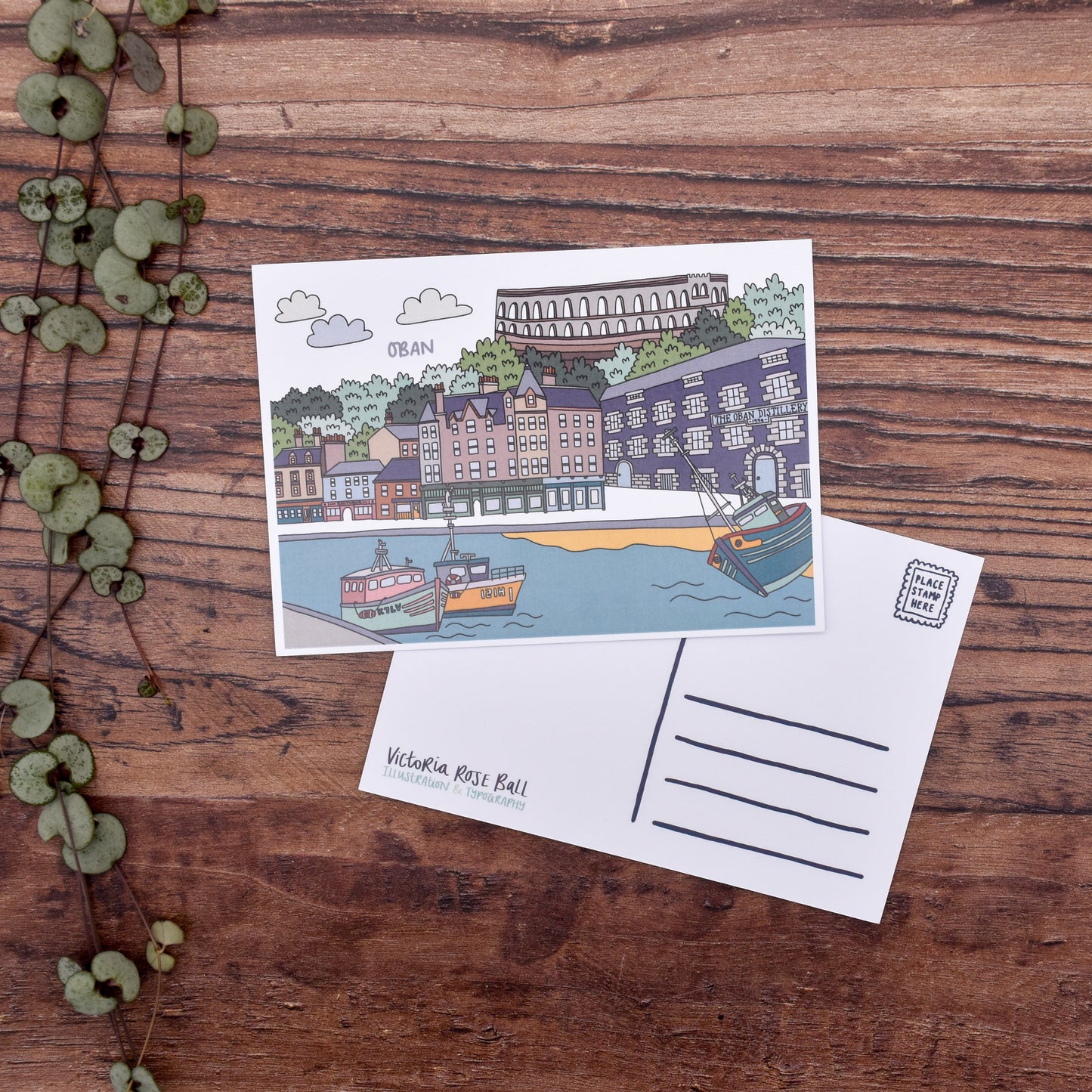 Oban Scotland Illustrated Postcard