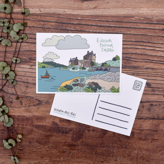 Eilean Donan Castle Scotland Illustrated Postcard