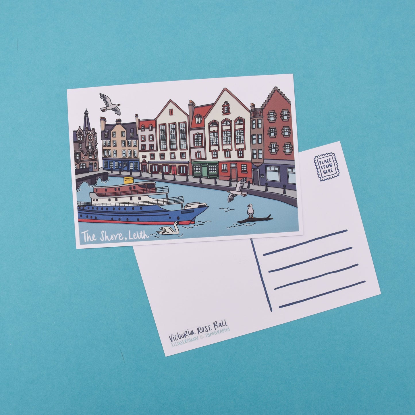 The Shore Edinburgh Illustrated Postcard