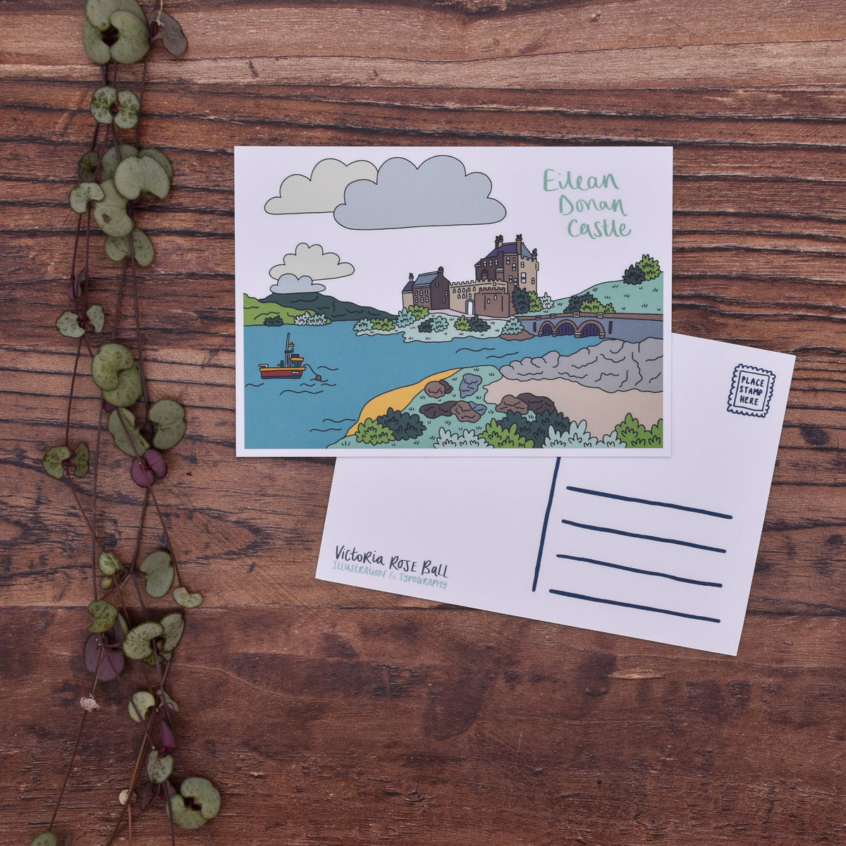 Eilean Donan Castle Scotland Illustrated Postcard