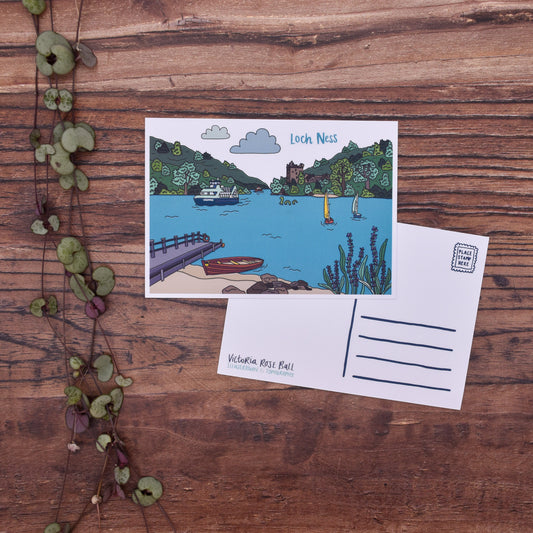 Loch Ness Scotland Illustrated Postcard