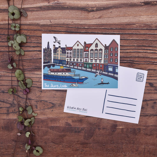 The Shore Edinburgh Illustrated Postcard