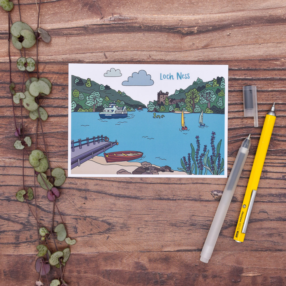 Loch Ness Scotland Illustrated Postcard