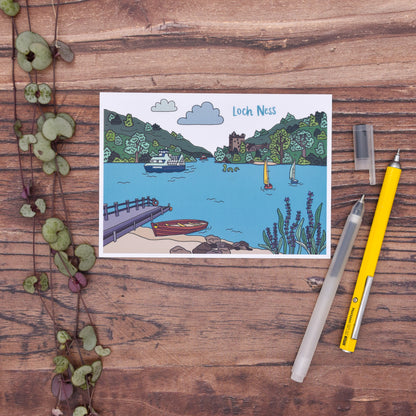 Loch Ness Scotland Illustrated Postcard