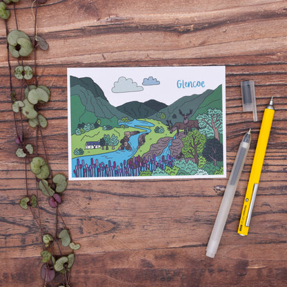 Glencoe Scotland Illustrated Postcard