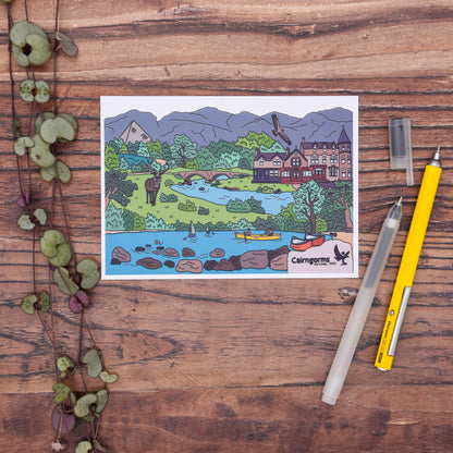 Cairngorms Scotland Illustrated Postcard