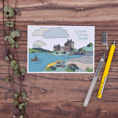 Eilean Donan Castle Scotland Illustrated Postcard
