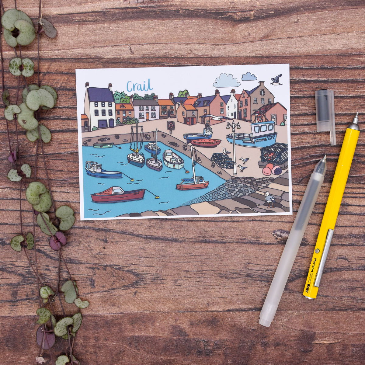 Crail Fife Illustrated Postcard