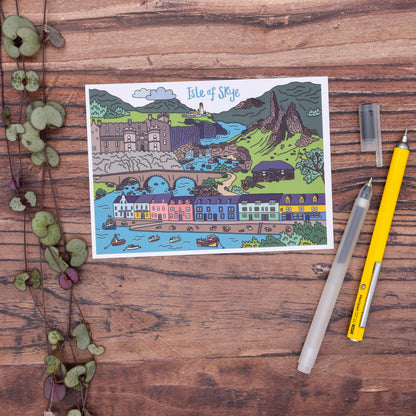 Isle of Skye Scotland Illustrated Postcard