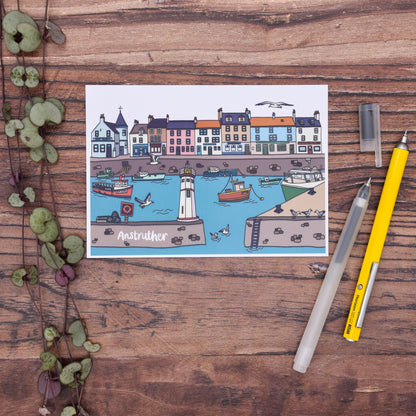 Anstruther Fife Illustrated Postcard