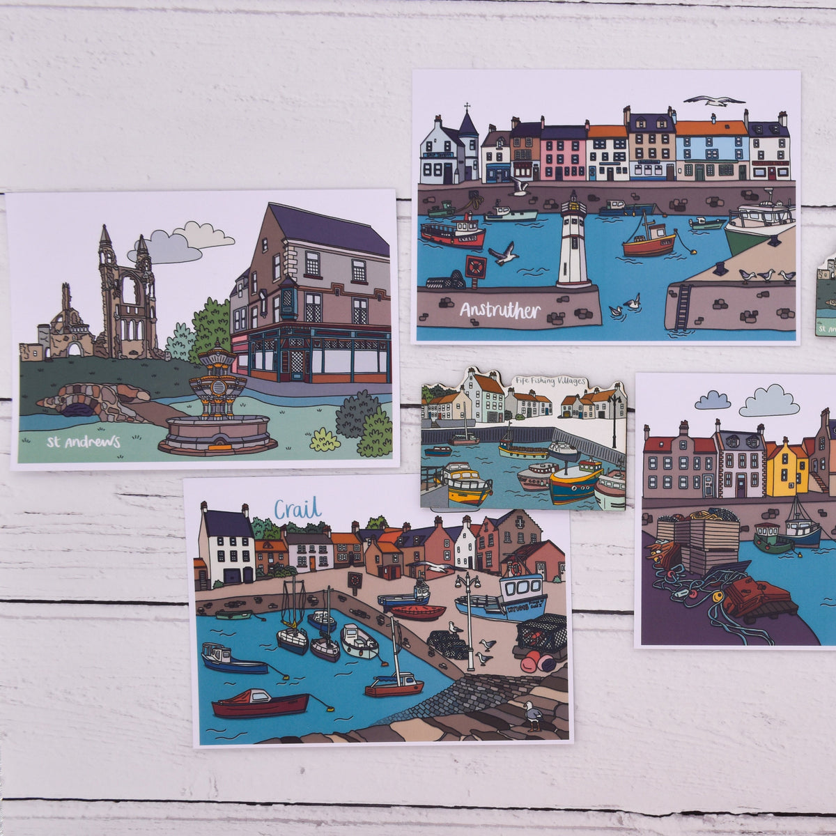 Crail Fife Illustrated Postcard