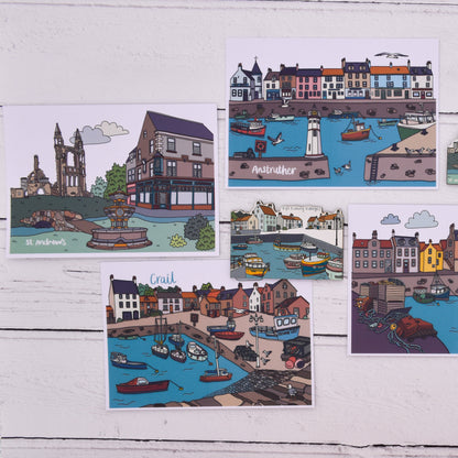 Crail Fife Illustrated Postcard