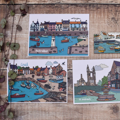 Crail Fife Illustrated Postcard