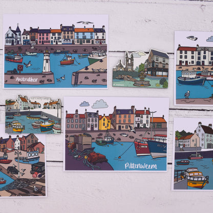 Pittenweem Fife Illustrated Postcard