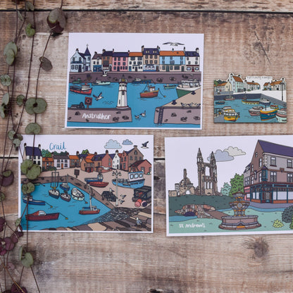 Anstruther Fife Illustrated Postcard