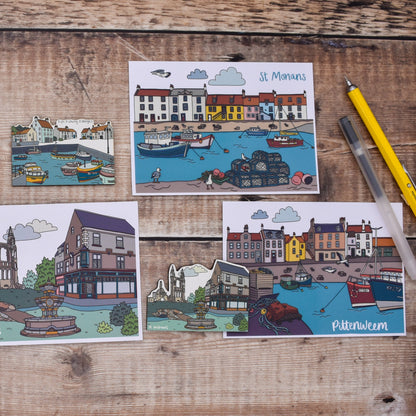 Pittenweem Fife Illustrated Postcard