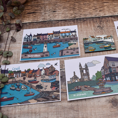 Anstruther Fife Illustrated Postcard