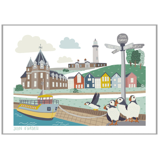 John O'Groats Illustrated Print SALE
