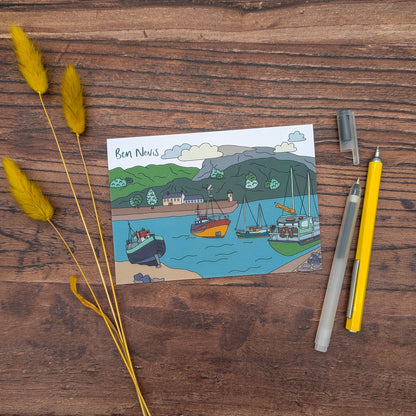 Ben Nevis Scotland Illustrated Postcard