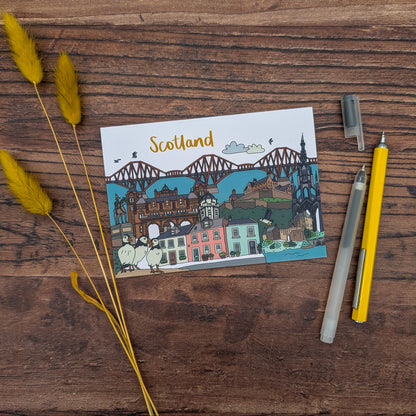 Scotland Landmarks Illustrated Postcard