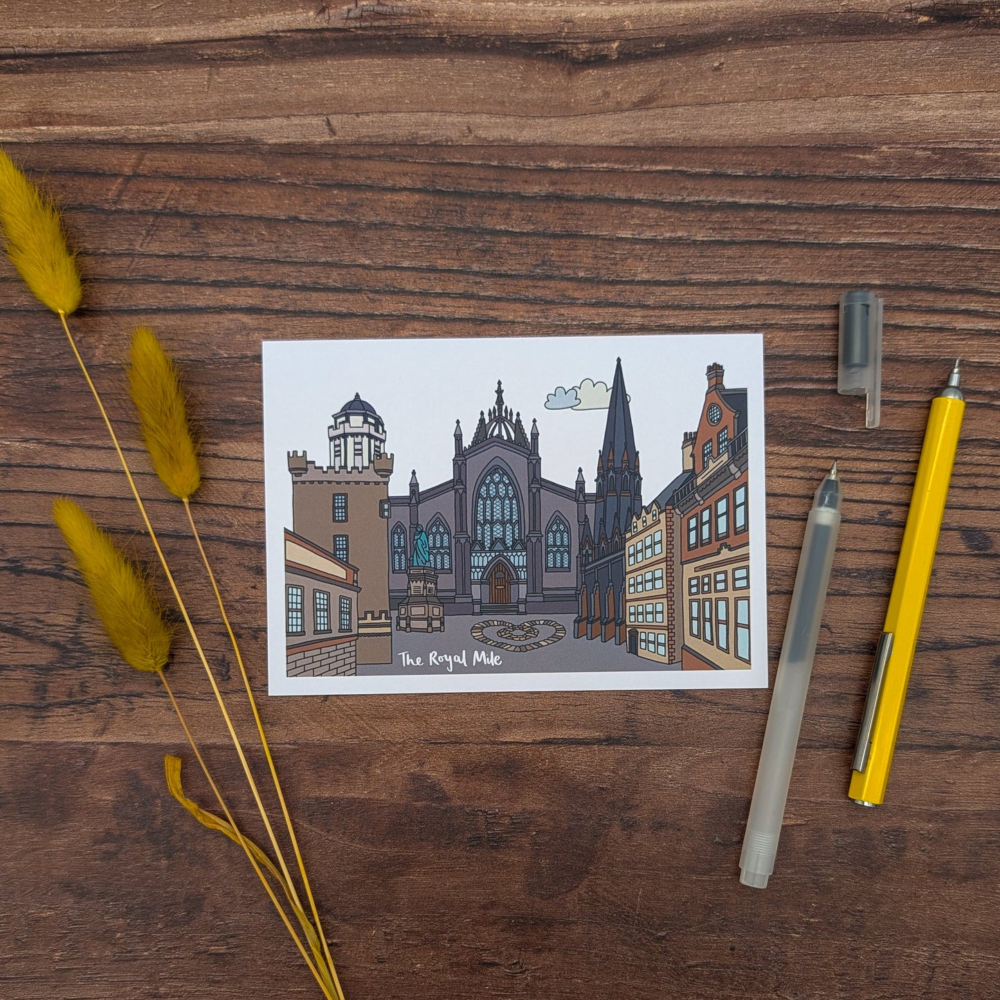 Royal Mile Edinburgh Illustrated Postcard