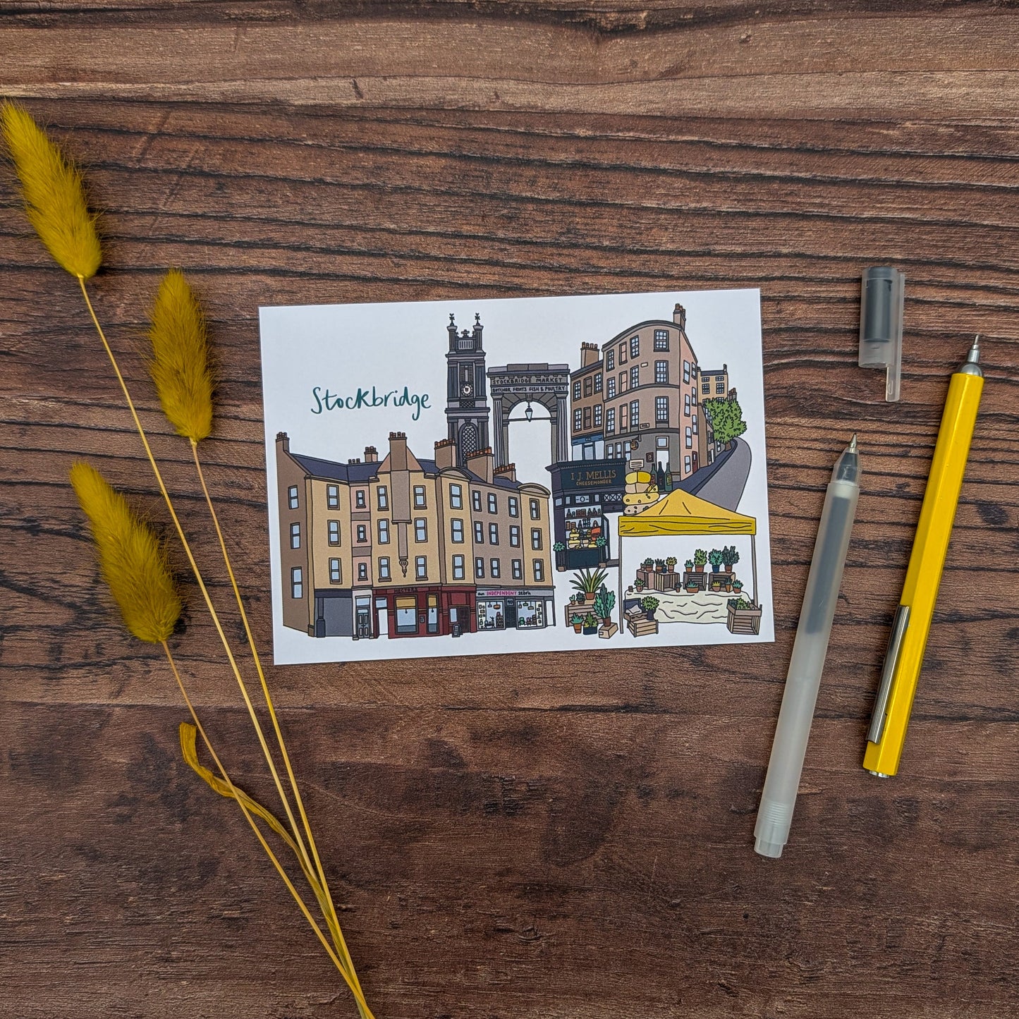Stockbridge Edinburgh Illustrated Postcard
