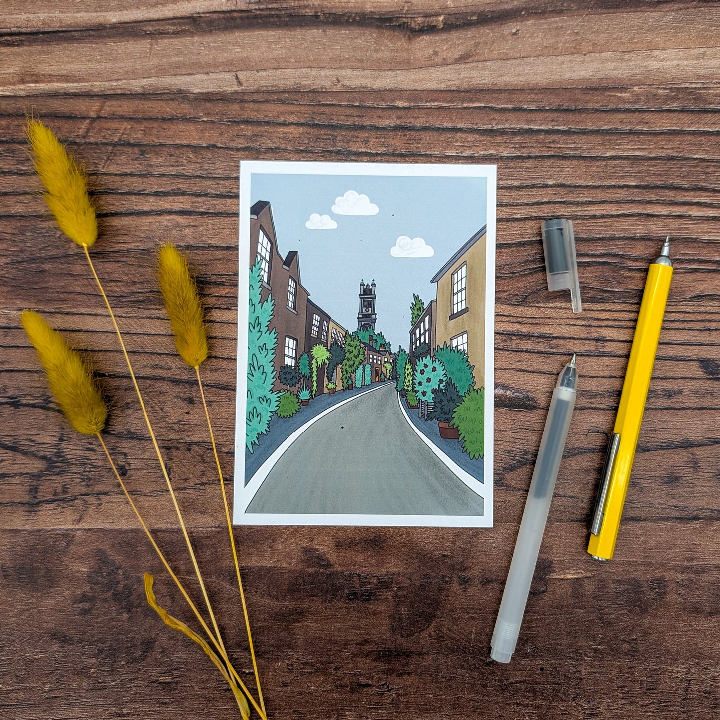 Circus Lane Edinburgh Illustrated Postcard