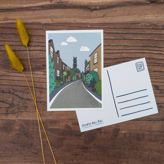 Circus Lane Edinburgh Illustrated Postcard