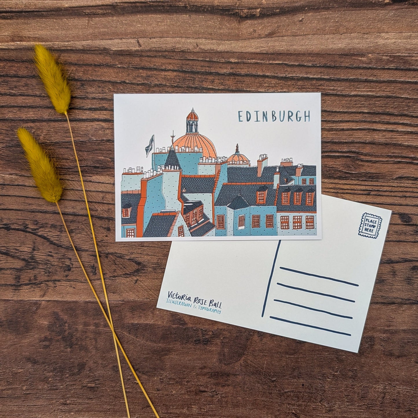 Edinburgh Skyline Illustrated Postcard