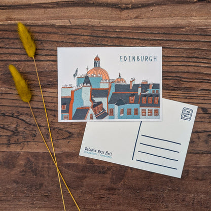 Edinburgh Skyline Illustrated Postcard