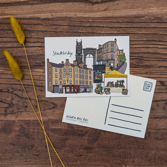 Stockbridge Edinburgh Illustrated Postcard