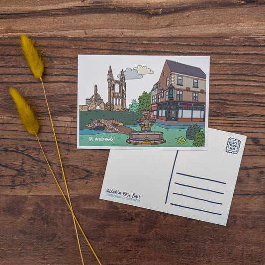 St Andrews Landmarks Illustrated Postcard