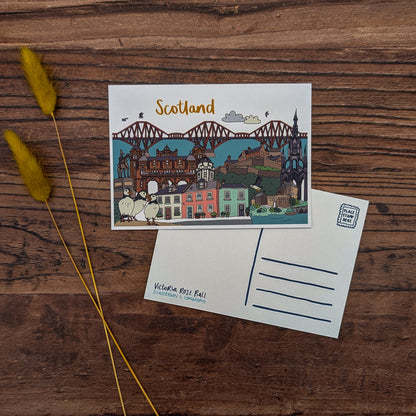 Scotland Landmarks Illustrated Postcard