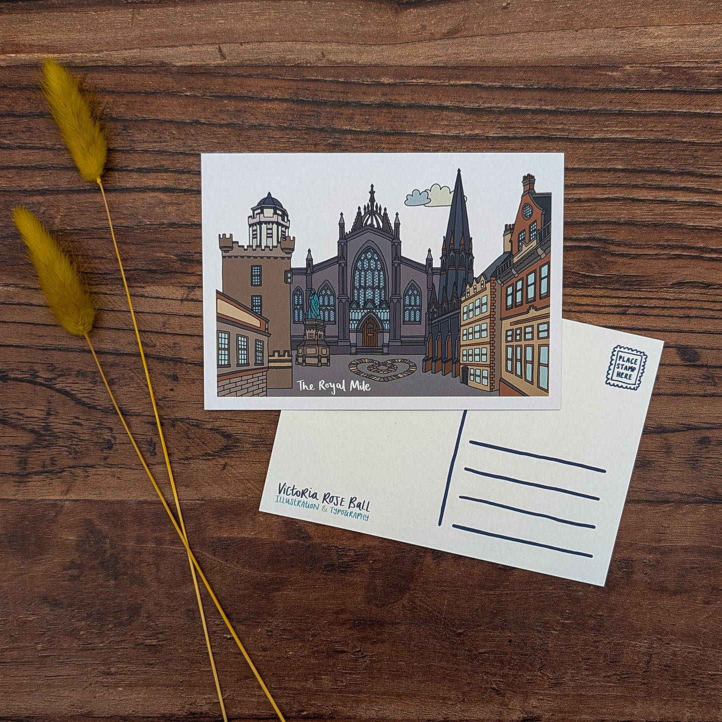 Royal Mile Edinburgh Illustrated Postcard