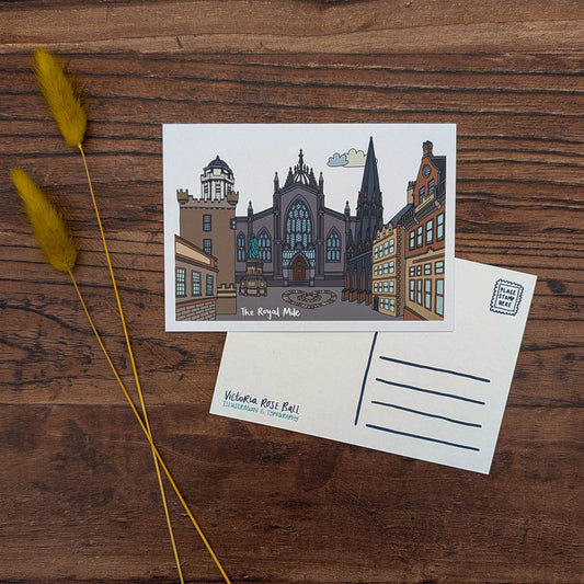 Royal Mile Edinburgh Illustrated Postcard