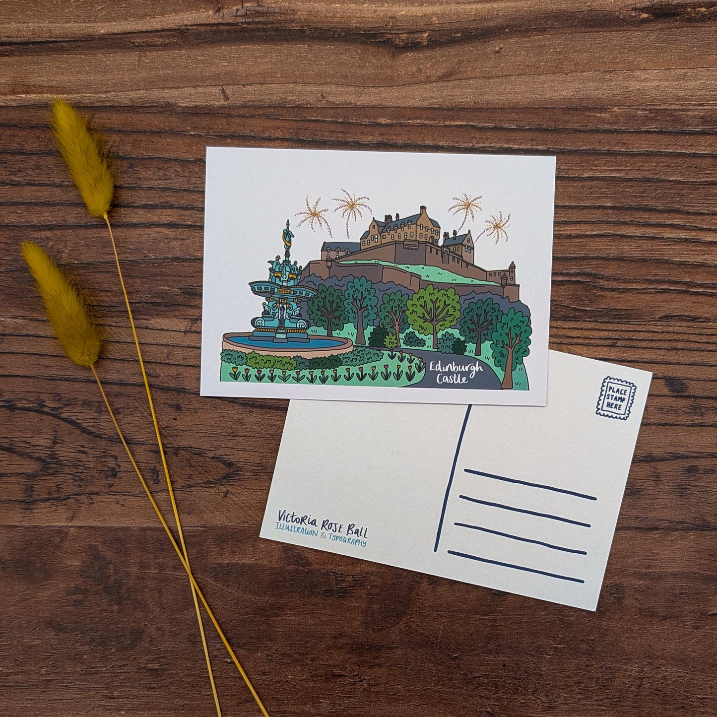 Edinburgh Castle Illustrated Postcard