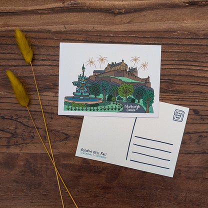 Edinburgh Castle Illustrated Postcard