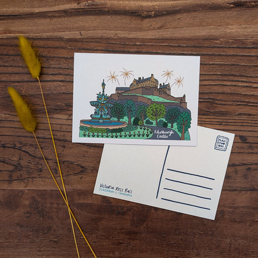Edinburgh Castle Illustrated Postcard
