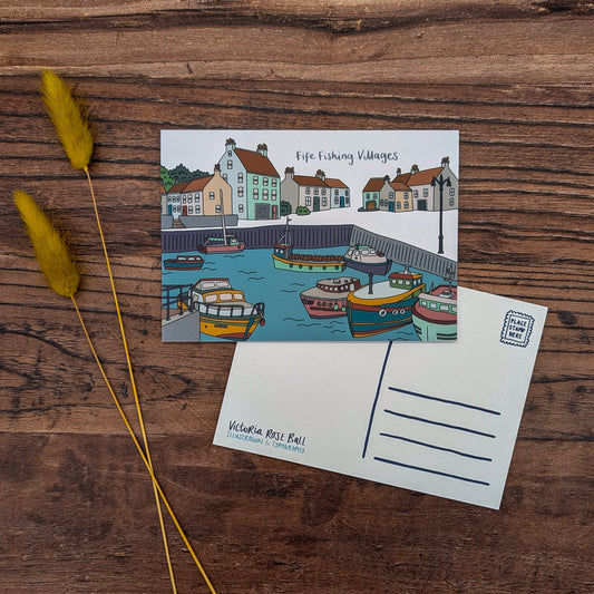 Fife Fishing Villages Illustrated Postcard